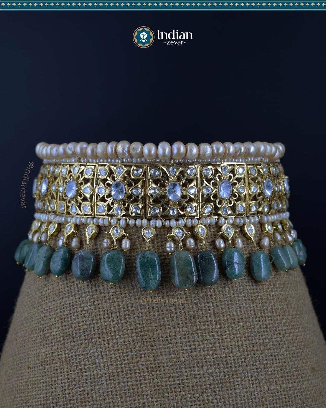 Hyderabadi Silver Jadau Bridal Choker Set: Elegance for Your Big Day (Signature 1)