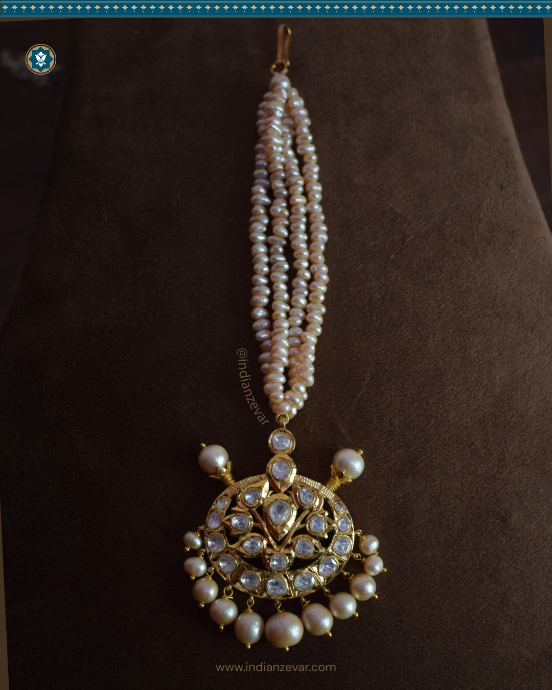 Hyderabadi Jadau Maang Tika: 92.5 Silver and Moissanite Uncut Polki Sparkling Elegance (Signature 2)