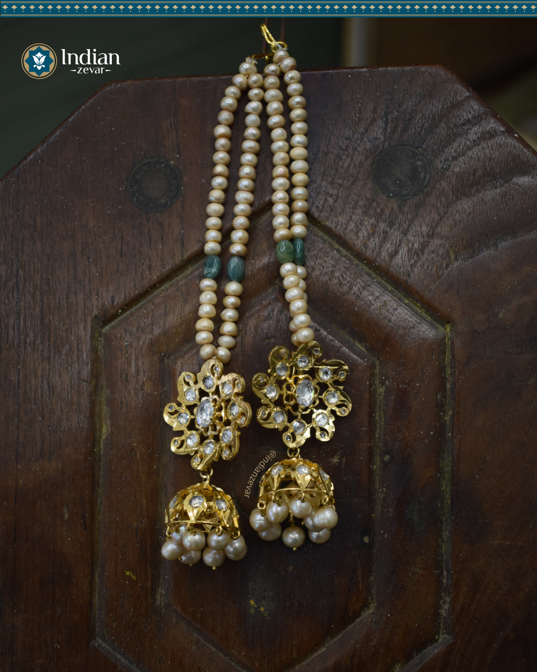 Hyderabadi Jadau Bridal Choker Set: Antique Pearls & Zambian Emeralds with Pachi Polki (Luxury 1)