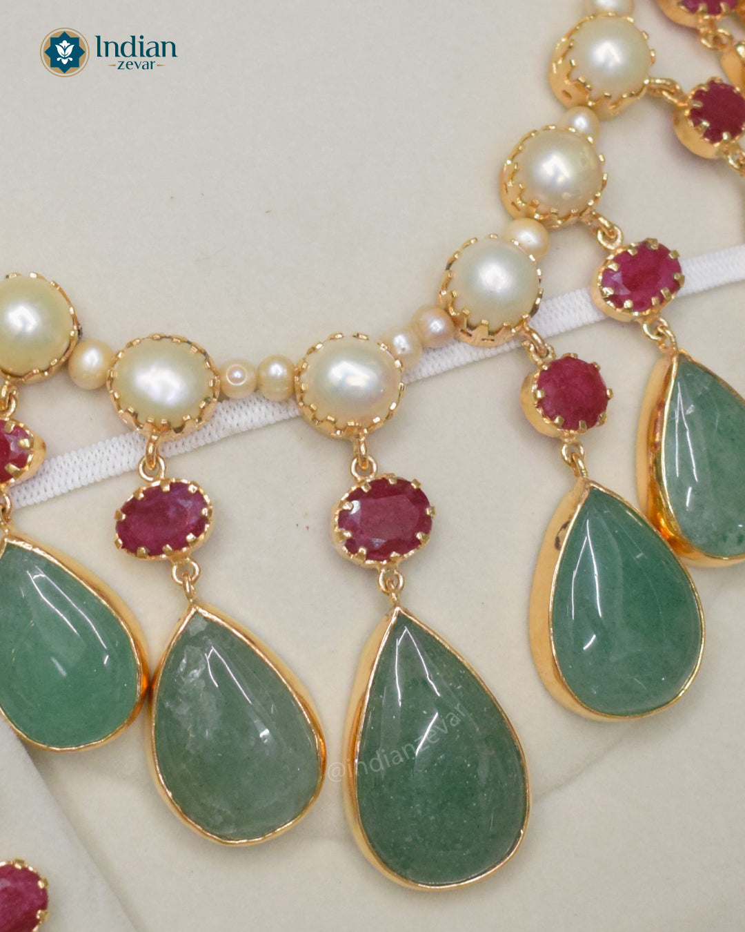 Elegant bridal jewelry with pearls and semi-precious stones