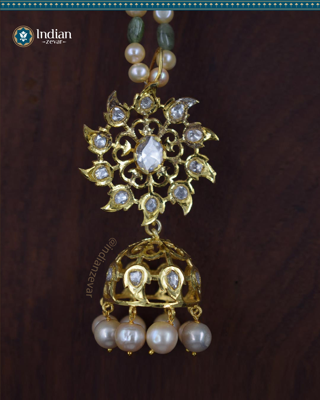 Stunning Hyderabadi Karanphool Jhumka Earrings: Pearls, Emeralds & Moissanite Brilliance (Signature 1)