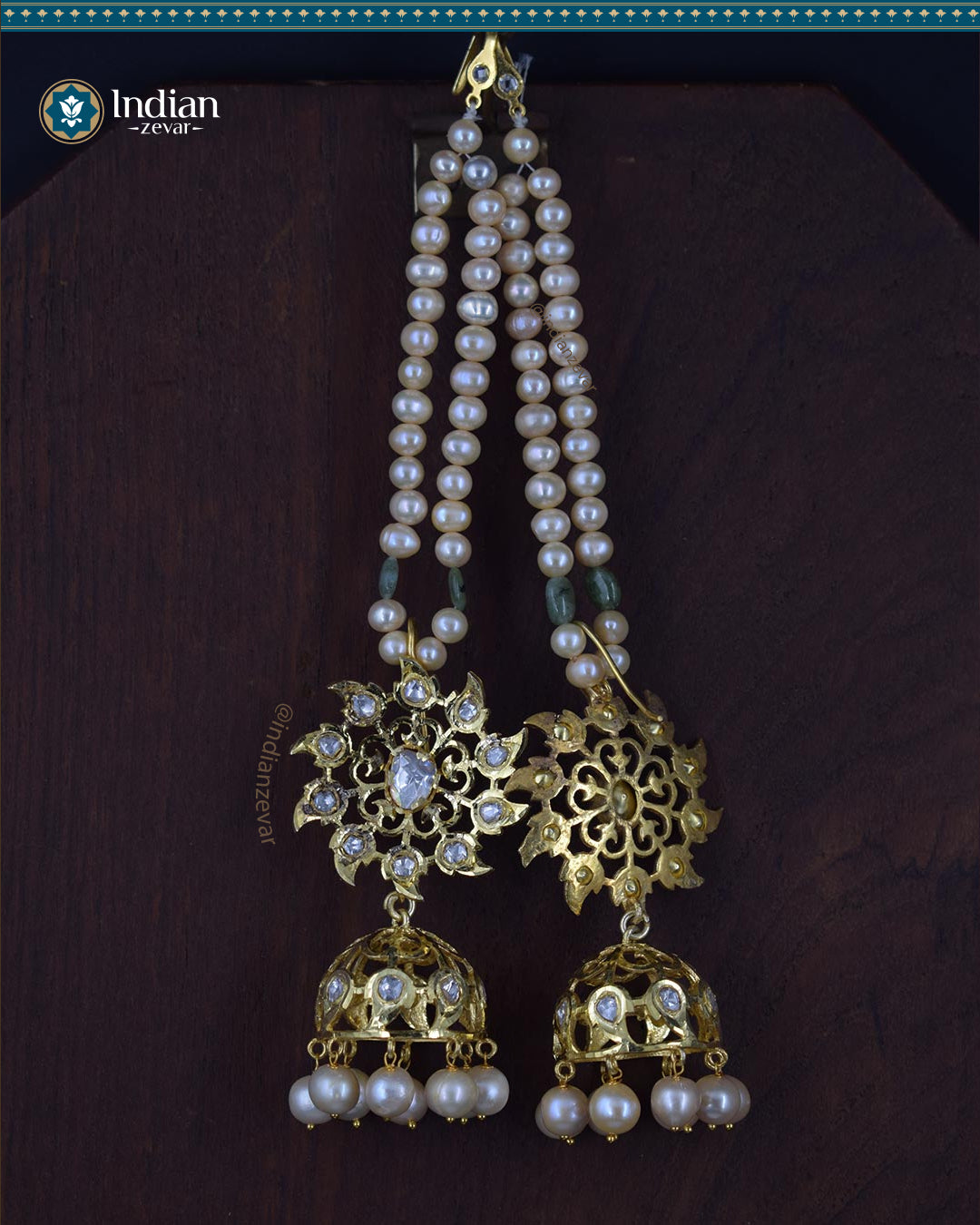 Stunning Hyderabadi Karanphool Jhumka Earrings: Pearls, Emeralds & Moissanite Brilliance (Signature 1)