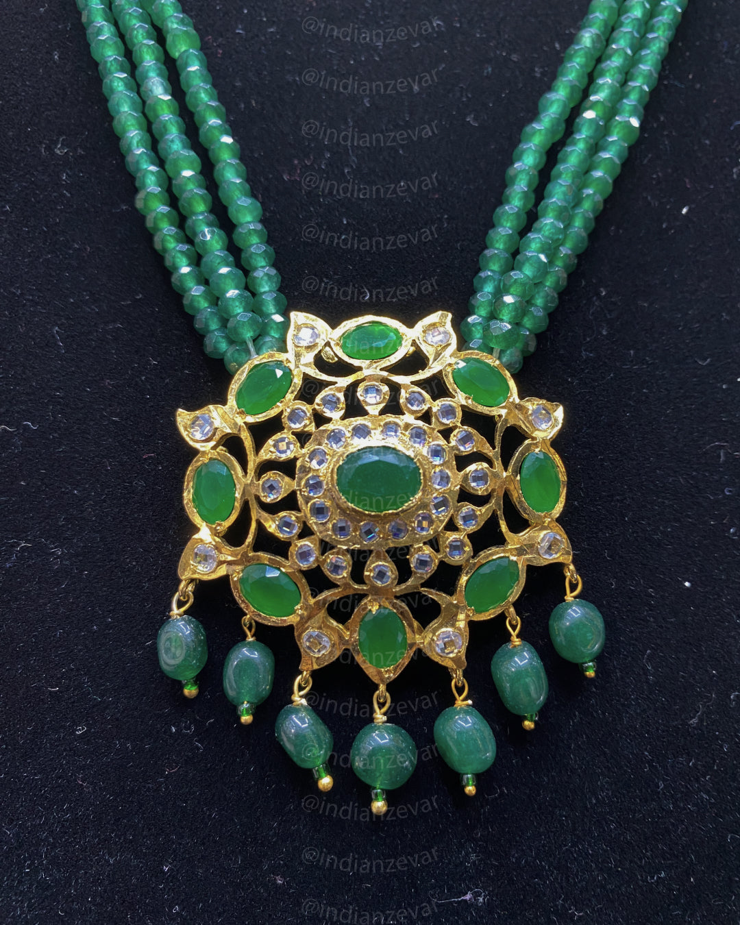 Rani Haar Style Indian Bridal Necklace with Gold Polish