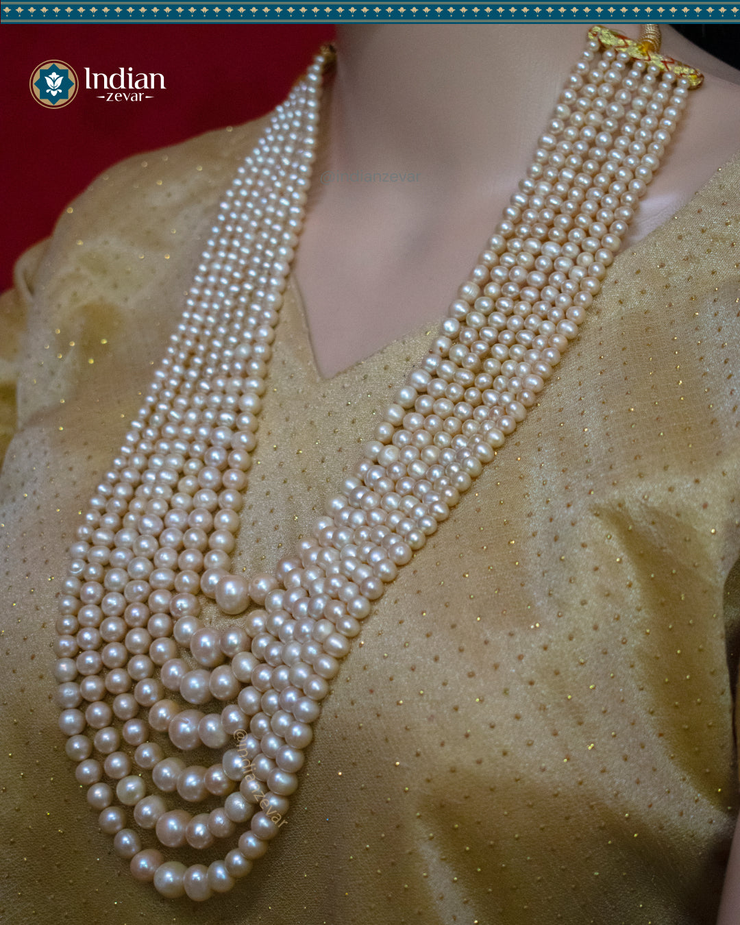 A beautiful seven-string gradation pearl necklace made with real freshwater pearls. The necklace features pearls of varying sizes, creating a stunning cascade of color. Perfect for casual occasions.