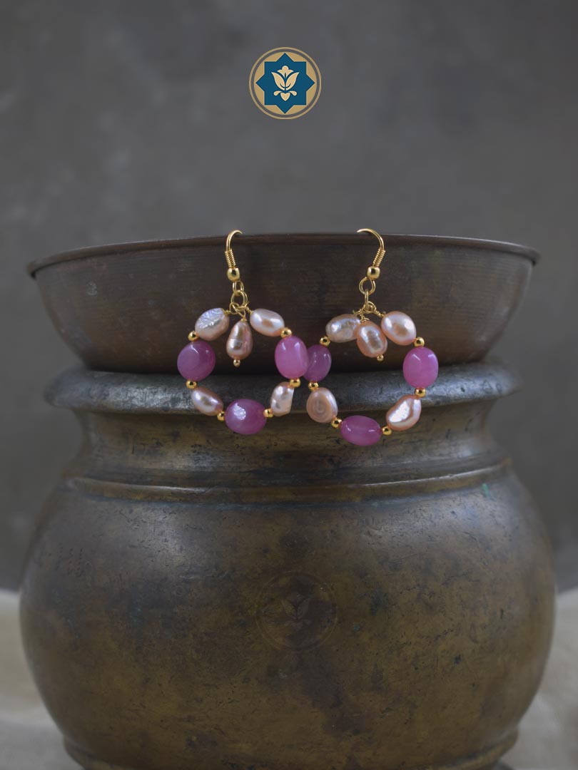 Pink Quartz & Pearl Hoop Earrings: Love & Harmony (Ready to Ship!)