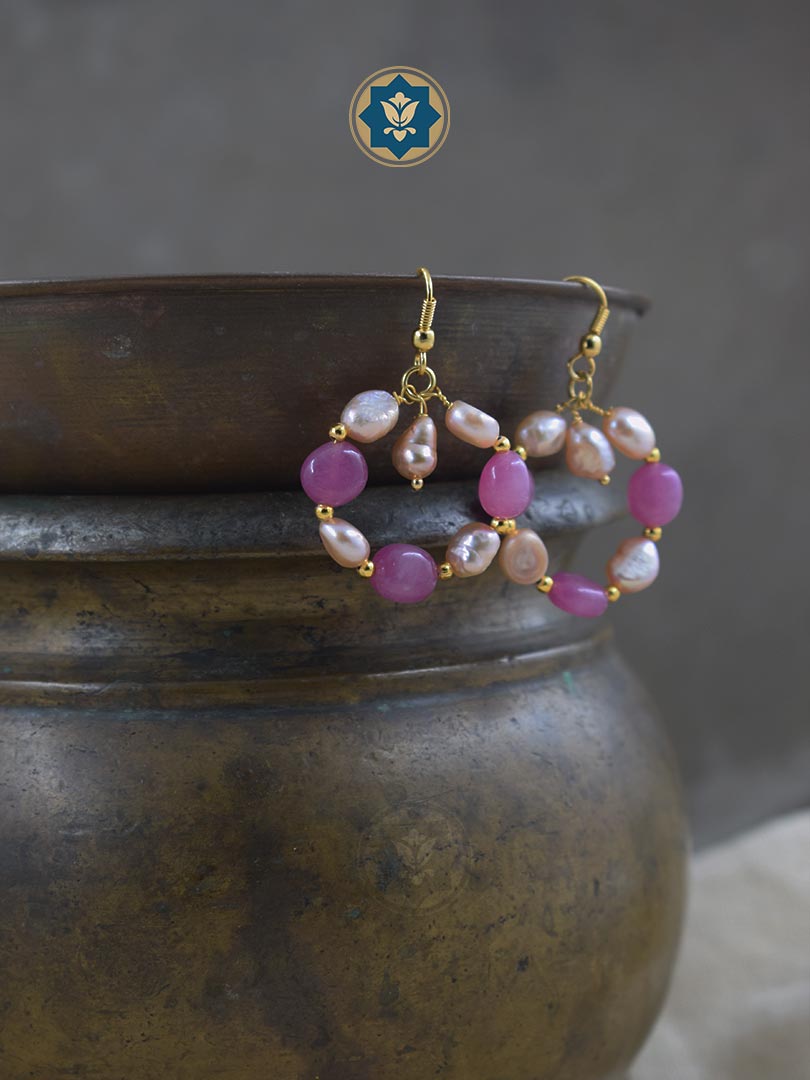 Pink Quartz & Pearl Hoop Earrings: Love & Harmony (Ready to Ship!)