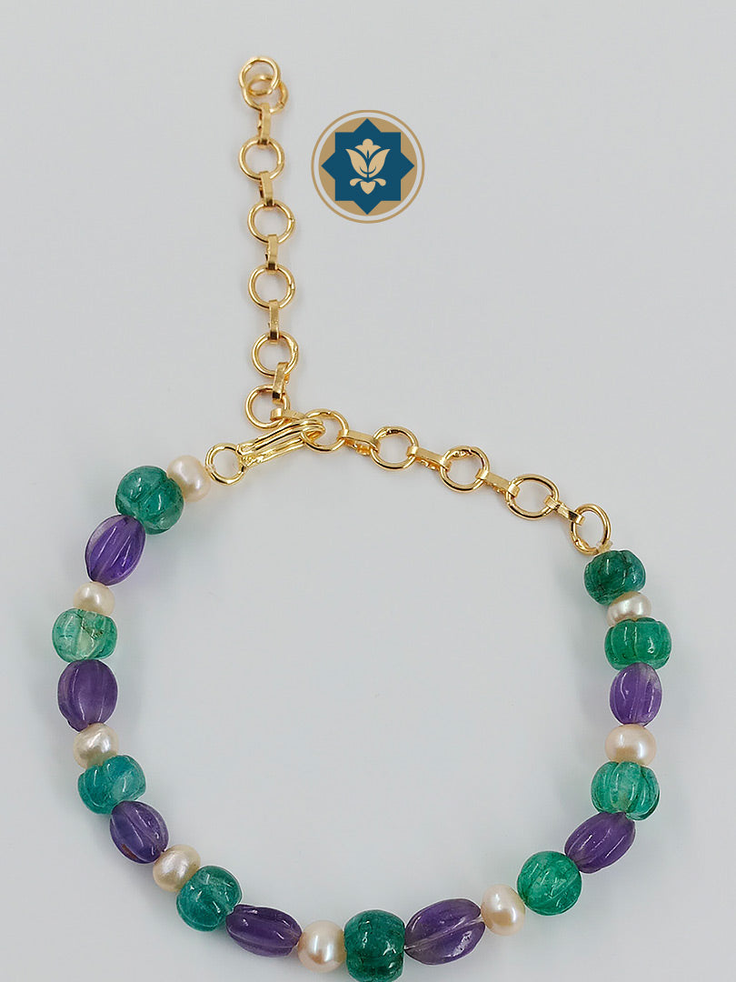 Mystical Mix Bracelet: Amethyst, Green & Pearls (Ready to Ship!)