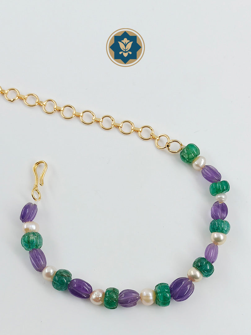 Mystical Mix Bracelet: Amethyst, Green & Pearls (Ready to Ship!)