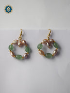 Natural Green Aventurine & Pearl Loop Hoop Earrings: Nature's Touch