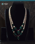 Effortless Elegance: Double Strand Gradation Pearl, Beryl Emerald & ruby Necklace