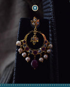 Hyderabadi Jadau Tirmani Necklace Set: Pearls & Ruby Delight (Essential 2)