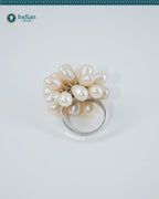 Adjustable Pearl Bunch Flower Ring - Real Freshwater Pearls