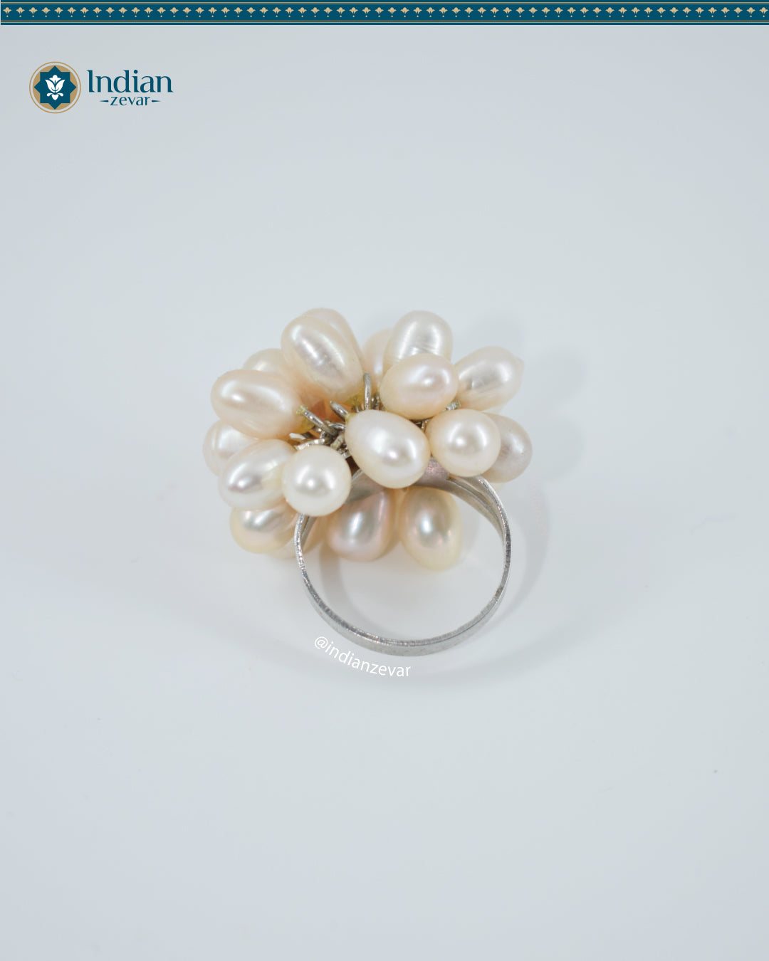 Adjustable Pearl Bunch Flower Ring - Real Freshwater Pearls