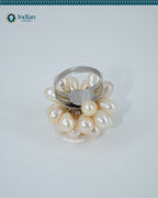 Adjustable Pearl Bunch Flower Ring - Real Freshwater Pearls