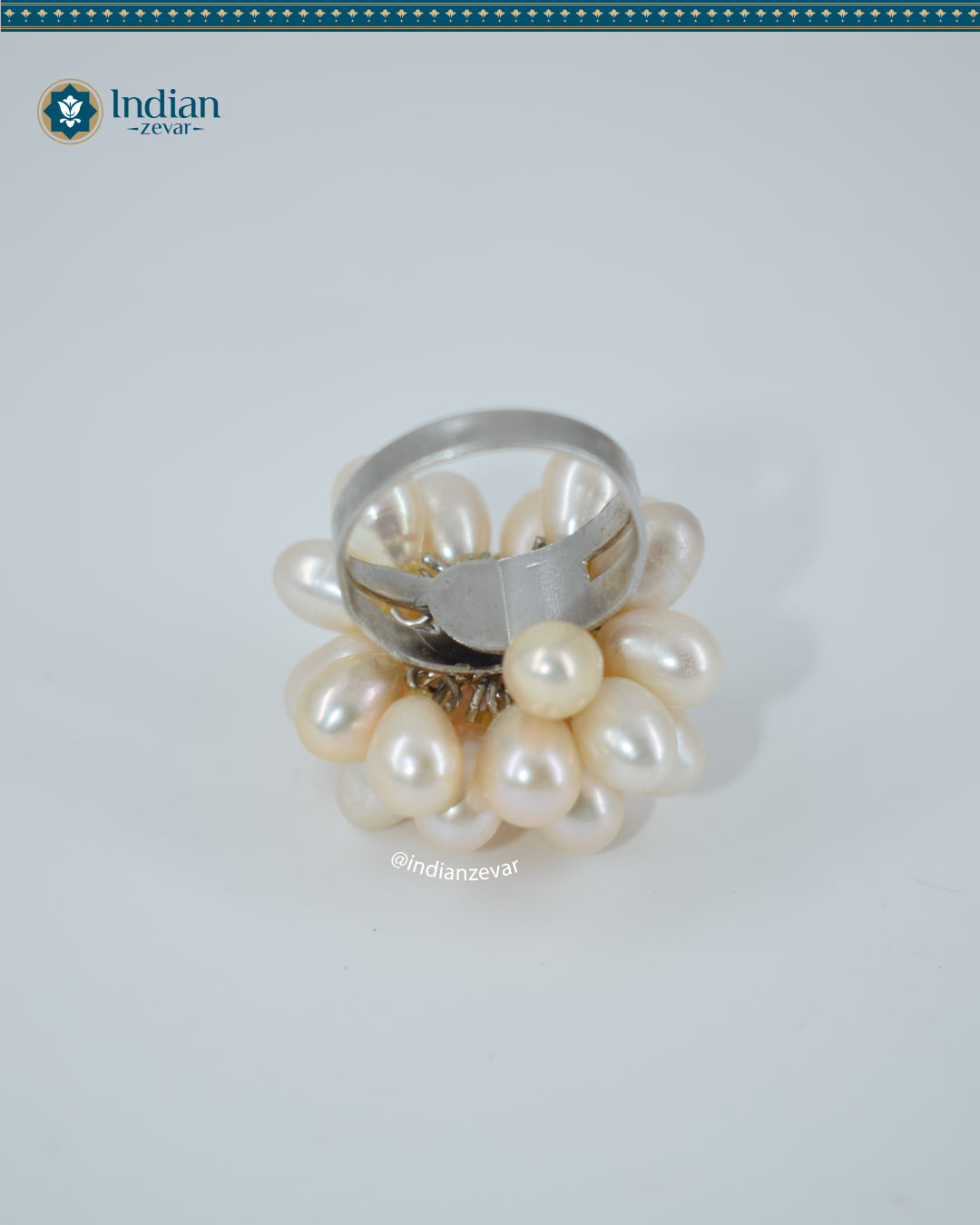 Adjustable Pearl Bunch Flower Ring - Real Freshwater Pearls