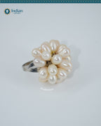 Adjustable Pearl Bunch Flower Ring - Real Freshwater Pearls