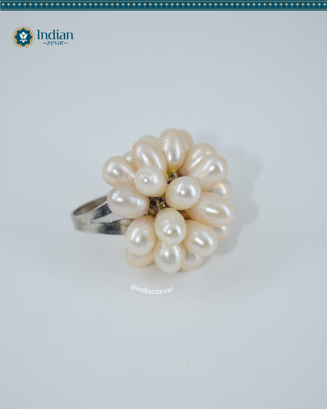 Adjustable Pearl Bunch Flower Ring - Real Freshwater Pearls