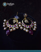 Sparkling Hyderabadi Jadau Chandbali Earrings: Pearls & Ruby Elegance (Essential 2)