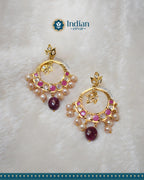 Sparkling Hyderabadi Jadau Chandbali Earrings: Pearls & Ruby Elegance (Essential 2)