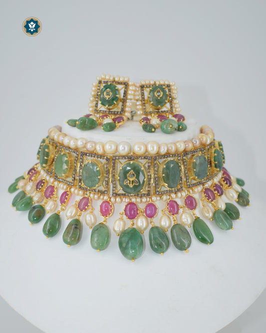 The Emerald Reimagined Chintak | Hyderabadi Jadau Bridal Necklace