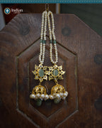Traditional Hyderabadi Bridal Choker - Jadau Guluband Set Choker Set with Emeralds and Pearls (Essential 2)