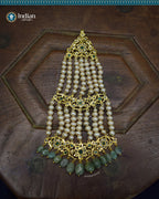 Traditional Hyderabadi Bridal Choker - Jadau Guluband Set Choker Set with Emeralds and Pearls (Essential 2)