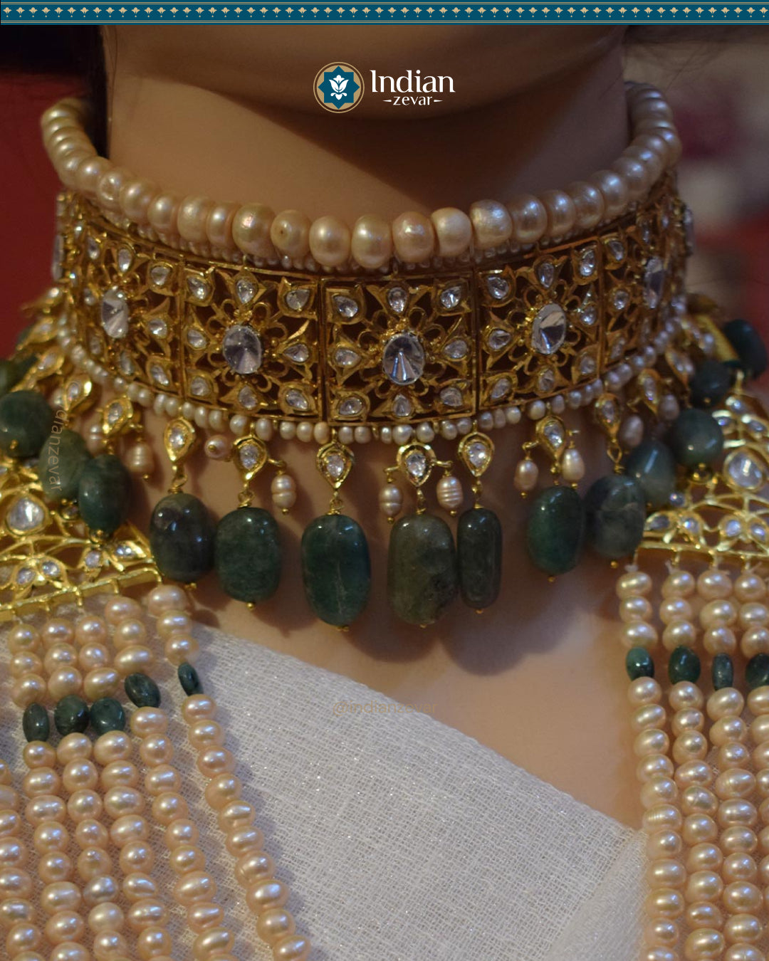 Hyderabadi Silver Jadau Bridal Choker Set: Elegance for Your Big Day (Signature 1)