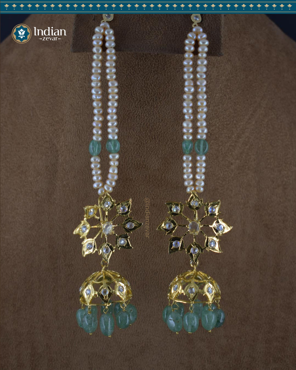 Traditional Hyderabadi Bridal Choker - Jadau Guluband Set (Essential 1)