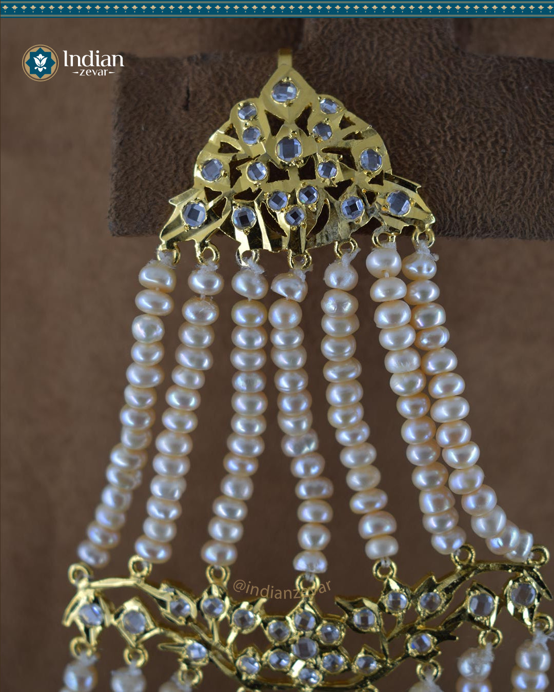 Hyderabadi Jadau Jhumar Passa: Real Pearls & Aventurine Sparkling Tradition (Essential 1)