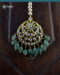 Sparkling Hyderabadi Jadau Maang Tika: Real Pearls & Aventurine Elegance (Essential 1)