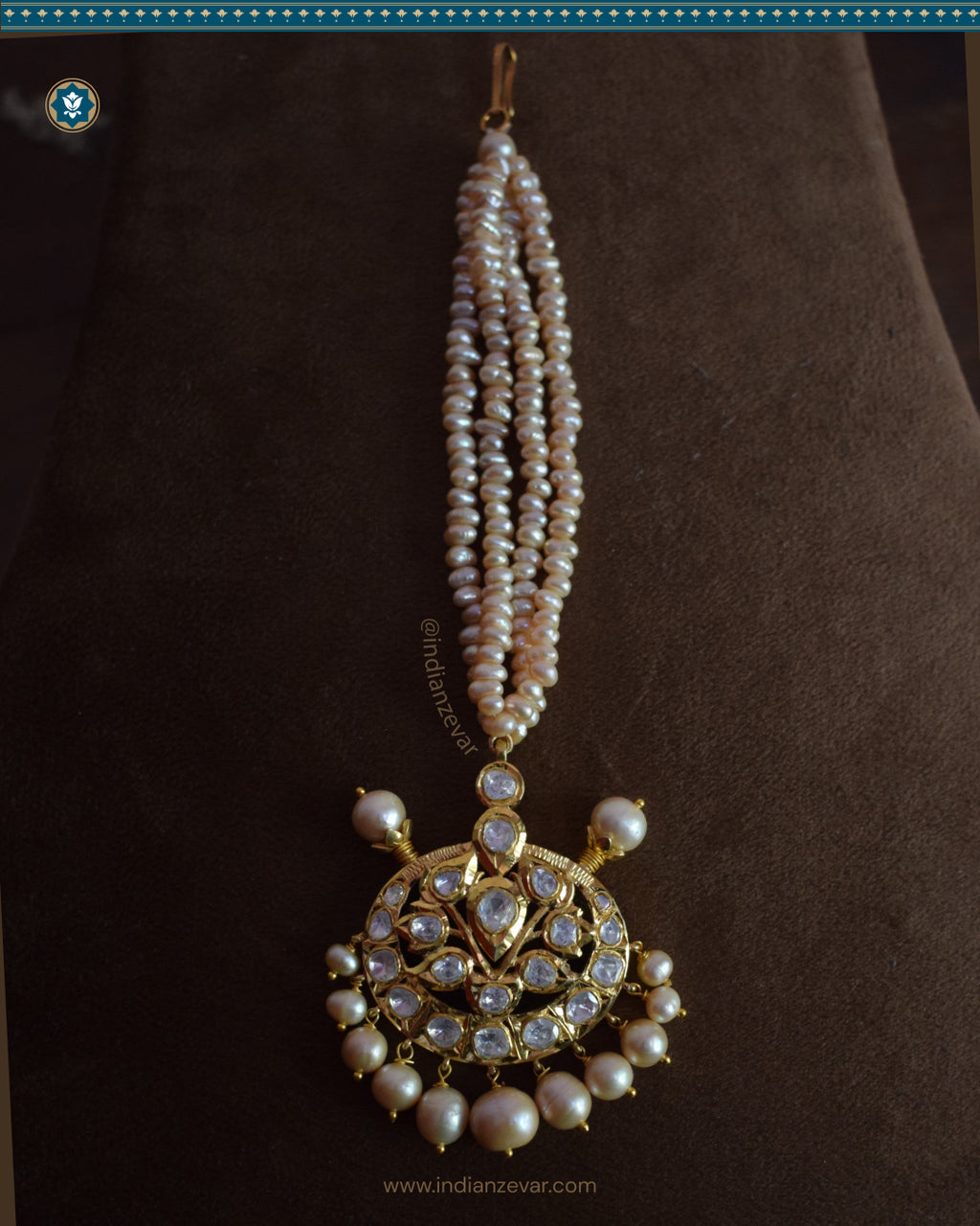 Hyderabadi Jadau Maang Tika: 92.5 Silver and Moissanite Uncut Polki Sparkling Elegance (Signature 2)