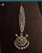 Hyderabadi Jadau Maang Tika: 92.5 Silver and Moissanite Uncut Polki Sparkling Elegance (Signature 2)