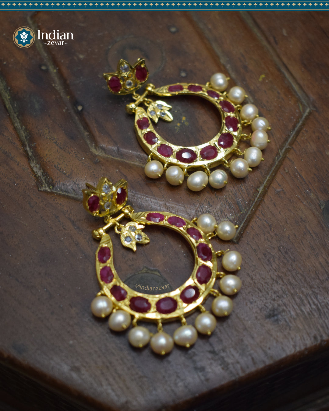Hyderabadi Jadau Big Chandbali Earrings: Statement Piece, Pearls, and Ruby Elegance (Essential 2)