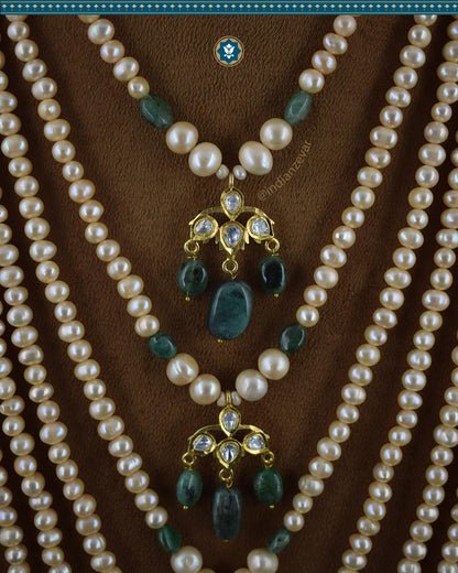 Indian Zevar 7 Strings Long Necklace Sath-ladha - Traditional Jadau Jewelry  (Signature 1)