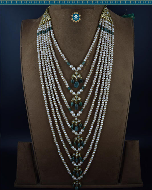 Indian Zevar 7 Strings Long Necklace Sath-ladha - Traditional Jadau Jewelry  (Signature 1)