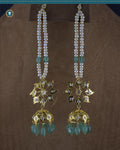 Hyderabadi Jadau Karanphool-Sarasari Jhumka Earrings with Pearls & Strawberry Emeralds (Essential 1)