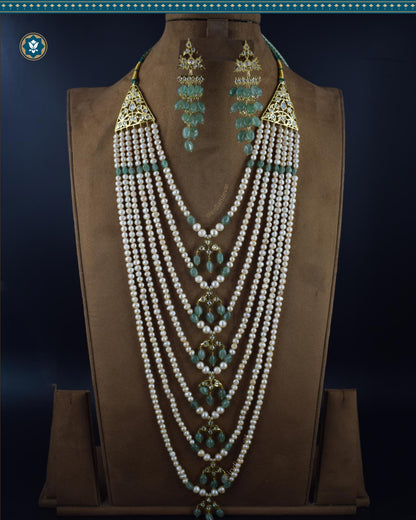 Indian Zevar 7 Strings Long Necklace Sath-ladha - Traditional Jadau Jewelry  (Essential 1)
