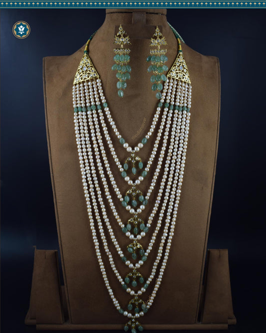 Indian Zevar 7 Strings Long Necklace Sath-ladha - Traditional Jadau Jewelry  (Essential 1)
