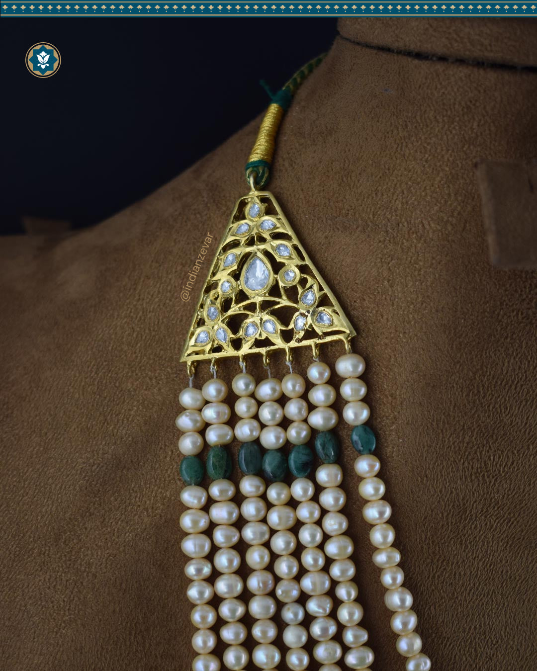 Indian Zevar 7 Strings Long Necklace Sath-ladha - Traditional Jadau Jewelry  (Signature 1)