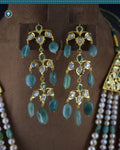 Sparkling Hyderabadi Jadau Chandelier Earrings: Pearls & Emerald Elegance (Signature 1)