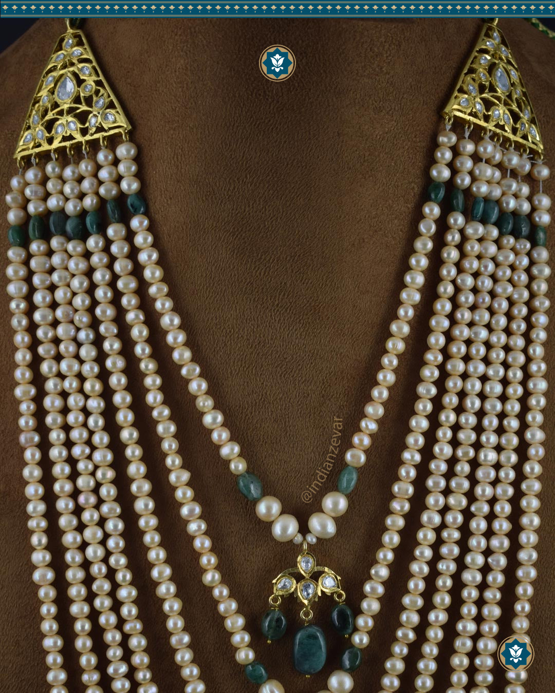 Indian Zevar 7 Strings Long Necklace Sath-ladha - Traditional Jadau Jewelry  (Signature 1)