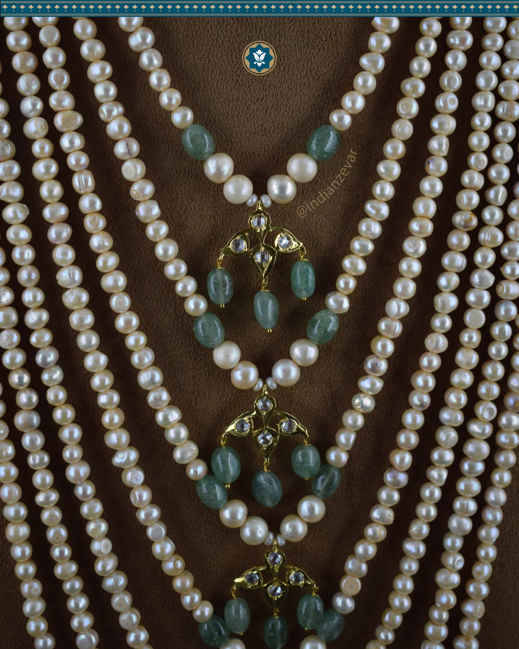 Indian Zevar 7 Strings Long Necklace Sath-ladha - Traditional Jadau Jewelry  (Essential 1)