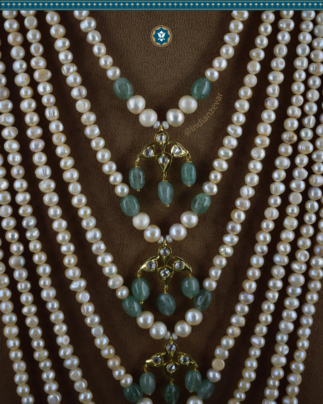 Indian Zevar 7 Strings Long Necklace Sath-ladha - Traditional Jadau Jewelry  (Essential 1)