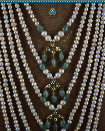 Indian Zevar 7 Strings Long Necklace Sath-ladha - Traditional Jadau Jewelry  (Essential 1)