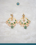 Hyderabadi Jadau Tirmani Necklace Set: Pearls & Strawberry Emerald Delight (Essential 1)