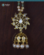 Stunning Hyderabadi Karanphool Jhumka Earrings: Pearls, Emeralds & Moissanite Brilliance (Signature 1)