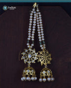Stunning Hyderabadi Karanphool Jhumka Earrings: Pearls, Emeralds & Moissanite Brilliance (Signature 1)