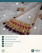 Hyderabadi Jadau Tirmani Necklace Set: Pearls & Ruby Delight (Essential 2)