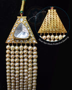The Seven-Strand Sathlada - Antique-Look Freshwater Pearls with Moissanite Dank Work Polki