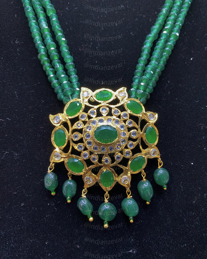 Rani Haar Style Indian Bridal Necklace with Gold Polish